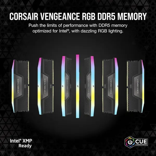 Corsair Vengeance RGB DDR5 16GB (1x16GB) 5200MT/s CL40 AMD EXPO & Intel XMP Desktop Memory