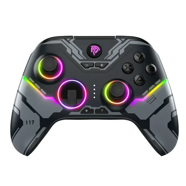 EasySMX X15 RGB Controller With Hall Trigger and Hall Joystick, Diverse RGB Light Adjustment, 1000mAh Lithium Battery - Mecha Black