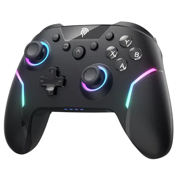 EasySMX X20 Wireless Gaming Controller with 2-Stage Hall Effect Sticks RGB Backlit, 1000Hz Polling Rate, 6-Axis Gyro on Multi-Platform, Mech Buttons - Black