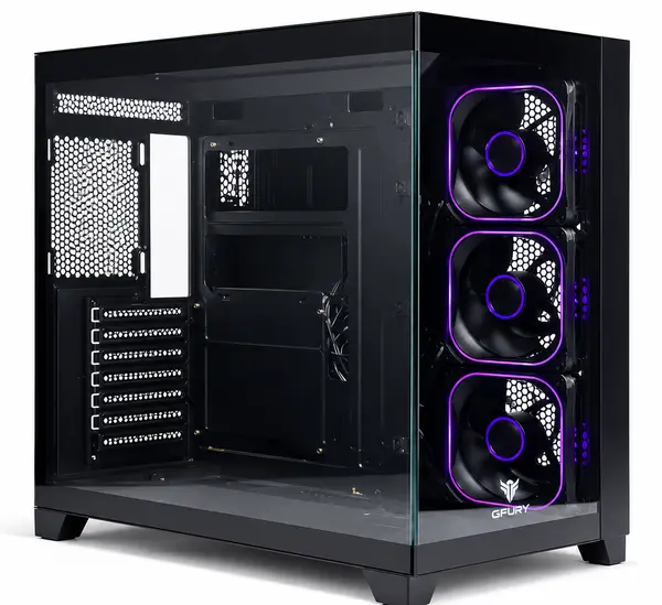 GFury Mighty GF-300 ATX Gaming PC Case, 4x ARGB Pre-Installed Fans - Black