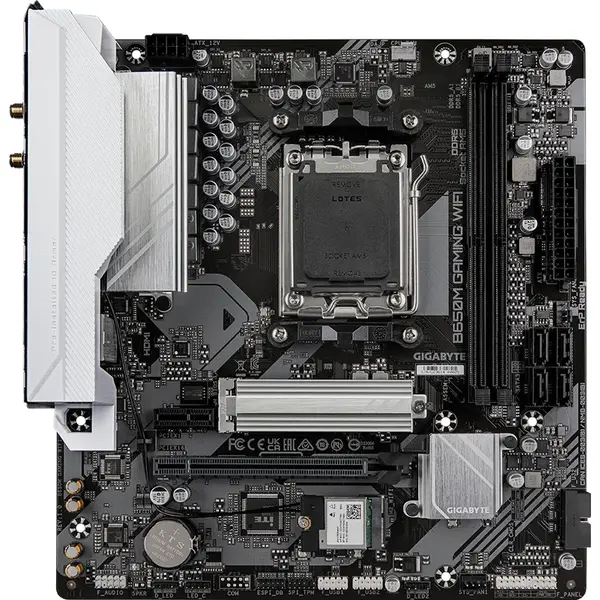 Gigabyte B650M GAMING WIFI AM5 MicroATX Motherboard, 5+2+2 Phases VRM, Up to 6400MHz DDR5, PCIe 4.0 x4 M.2, 2.5GbE LAN