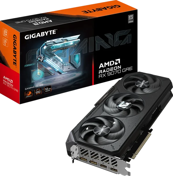 GIGABYTE Radeon RX 9070 GRE GAMING OC 12G Graphics Card, 12GB GDDR6 192-bit, WINDFORCE Cooling System, RGB Lighting, Dual BIOS