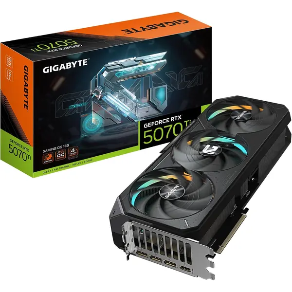 GIGABYTE GeForce RTX 5070 Ti GAMING OC 16G GDDR7 PCI Express 5.0 ATX Graphics Card, 16GB GDDR7, 256bit, 2588 MHz Core Clock, 3 x DP 2.1a, 1 x HDMI 2.1b