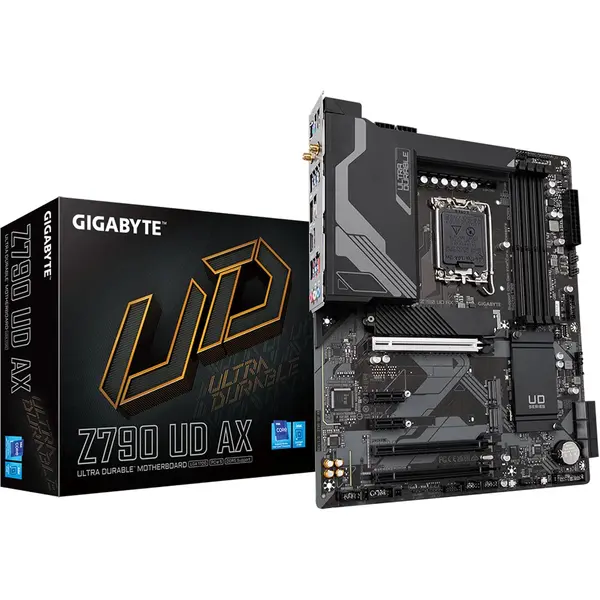 Gigabyte Z790 UD AX Intel LGA1700 DDR5 ATX Motherboard, Triple M.2, PCIe 5.0, USB 3.2 Gen2X2 Type-C, Intel Wi-Fi 6E, 2.5GbE LAN, PCIe EZ-Latch