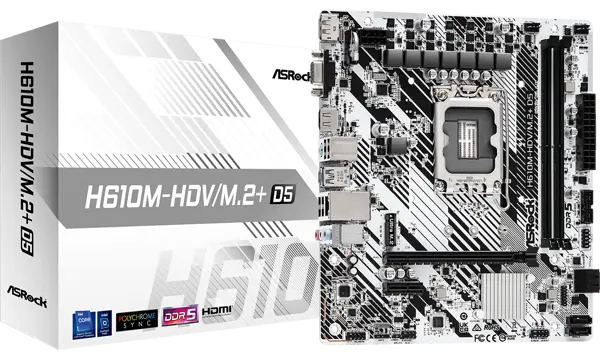 ASRock H610M-HDV/M.2+ D5 DDR5 Intel LGA1700 MicroATX Motherboard