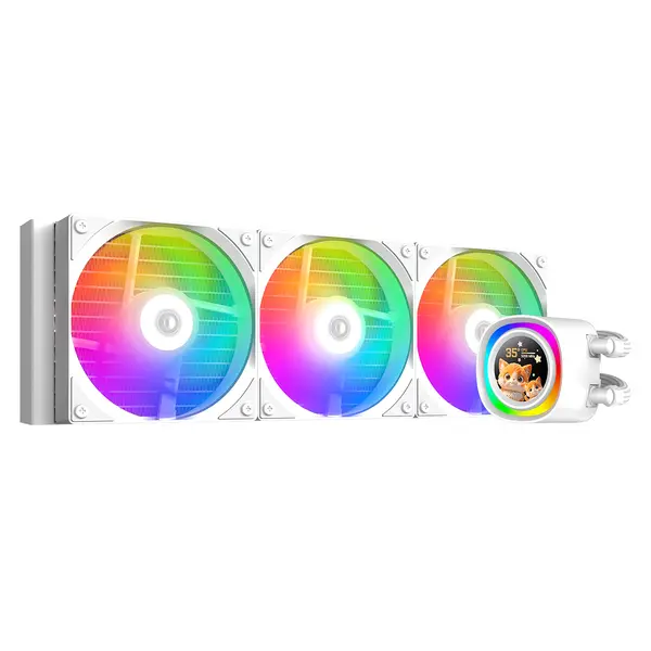 ID-Cooling FX360 LCD 360mm AIO Liquid CPU Cooler | 1.48" Customizable LCD Display, 350W TDP, Triple Low Noise ARGB Fans - White