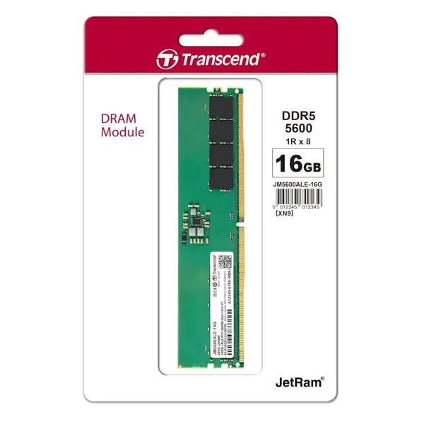 Transcend JetRam 16GB 5600MHz C46 DDR5 U-DIMM  Desktop Memory
