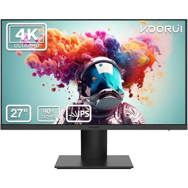 KOORUI N07 27" 4K UHD IPS Gaming Monitor, 60Hz Refresh Rate, Up to 6ms Response Time, OD Accelerated, Free-Sync & G-Sync Technology, VESA Compatible, Black