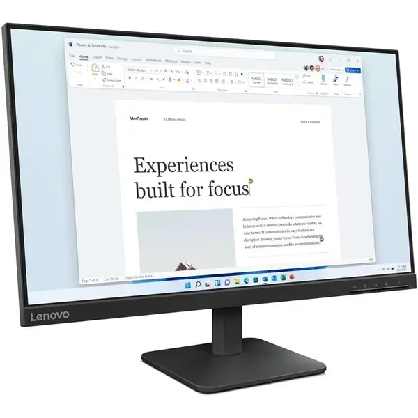 Lenovo L24-4e 23.8 inch IPS FHD 3-Side Office Monitor | 100Hz Refresh Rate, 99% sRGB