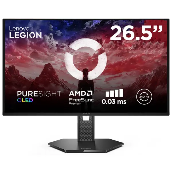 Lenovo Legion 27Q-10 OLED 26.5 Inch QHD 240Hz Monitor | 0.03ms Response Time, 99% DCI-P3 & 99% sRGB Color Gamut, True 10 Bit Color, AMD FreeSync Premium, HDR10