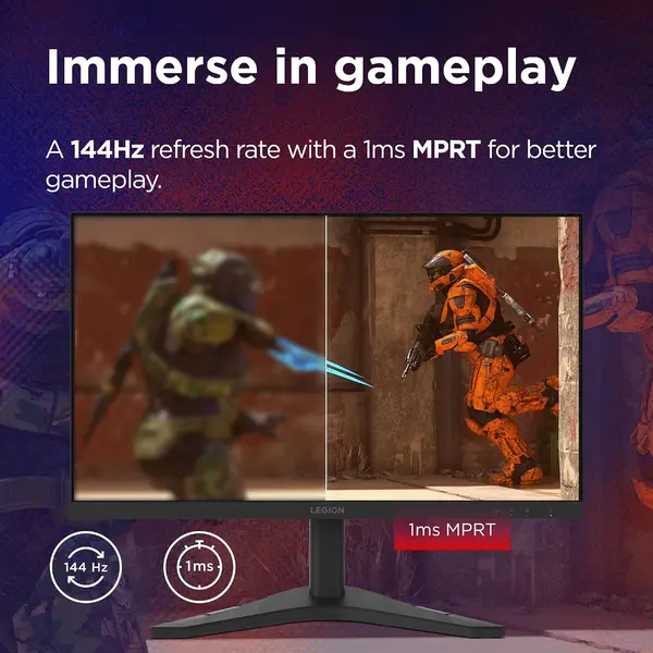 Lenovo Legion R24s 23.8" FHD 144Hz IPS Gaming Monitor | 1ms MPRT, Ports HDMI 2.1 + DisplayPort 1.2, 250 cd/m² Brightness, 99% sRGB