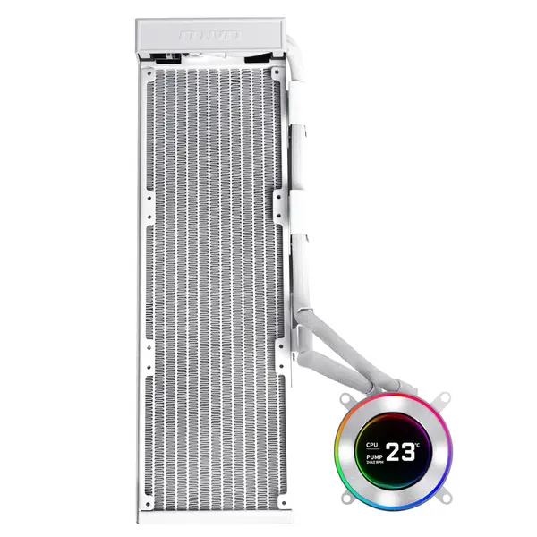 Lian Li Hydroshift II 360 Fanless LCD Liquid CPU Cooler, 2.1" IPS LCD Display 480x480, 3 Control Mode,  Fits Most PC Fans - White