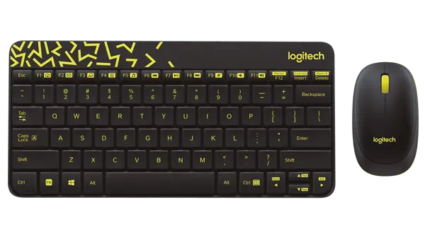 Logitech MK240 NANO Wireless Keyboard and Mouse Combo - Black/Chartreuse Yellow