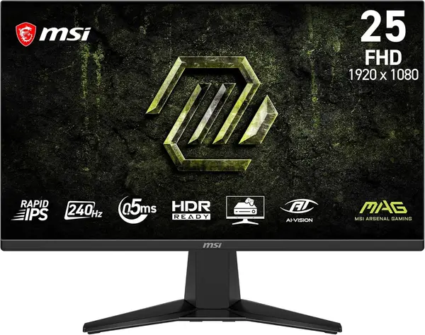 MSI MAG 255F X24 24.5 Inch FHD 240 Hz / 0.5ms (GtG, Min.) Gaming Monitor - 1920 x 1080 Rapid IPS Panel, 117% sRGB Colour Gamut, DisplayPort 1.2a, HDMI™ 2.0b