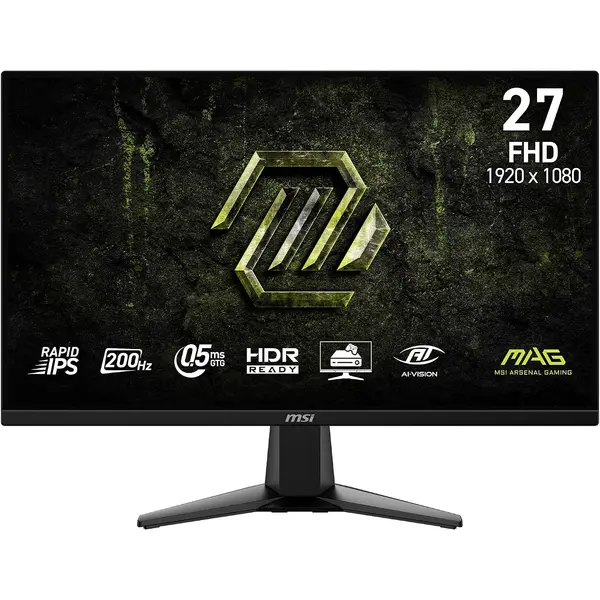MSI MAG 275F E20 27 Inch FHD Gaming Monitor, Rapid IPS, 200Hz, 0.5ms, HDR Ready, AMD FreeSync™ Premium, Vesa Mount, Black