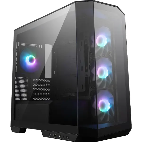 MSI MAG PANO M100R PZ Micro-ATX PC Case - 4x120mm ARGB Fans Pre-Installed with Hub Controller, USB 3.2 Gen 2x2 Type-C Port - Black