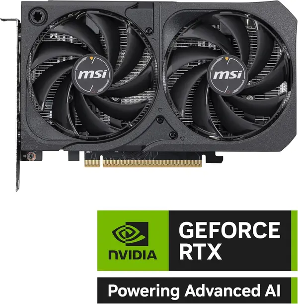 MSI RTX 5050 8G Shadow 2X OC Graphics Card (8GB GDDR6, 128-bit, Extreme Performance: 2617 MHz, DisplayPort x3 2.1a, HDMI 2.1b, NVIDIA Blackwell Architecture)