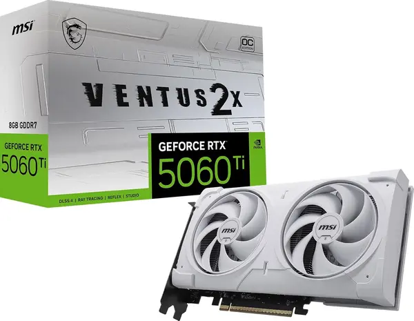 MSI GeForce RTX 5060 Ti 8G VENTUS 2X OC WHITE PLUS Graphics Card