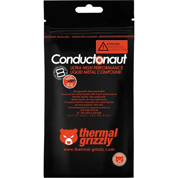 Thermal Grizzly Conductonaut Liquid Metal Thermal Paste, 1 Gram, For PS5, CPU, GPU, Over Clocking, High Conductivity