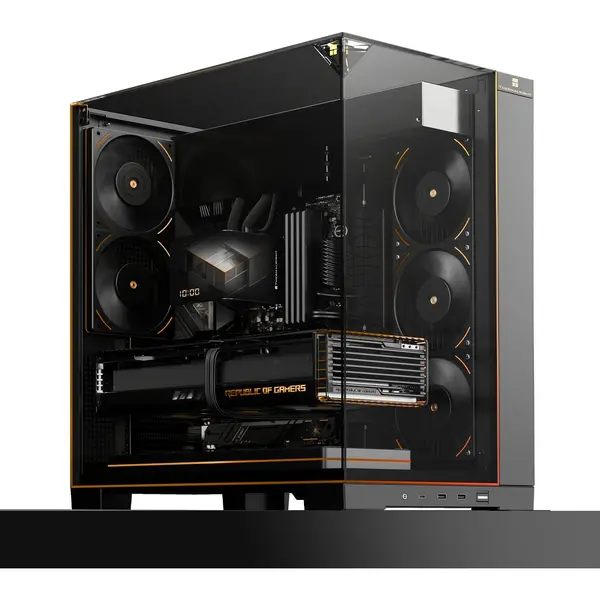 Thermalright A70 ARGB Black ATX Gaming Case, 5x Pre-Installed ARGB Fans, Panaromic LED Strips, Three-Sided Column-Free Glass, Four-Way Airflow, Tool-Free Quick Release, Vertical Graphics Card Mounting - Black