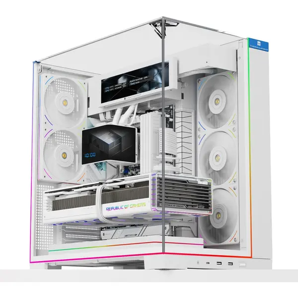 Thermalright A70 Vision ATX Gaming Case, 9.16-inch LCD Display, Panoramic Glass Panel, Type-C 3.0 Port - White