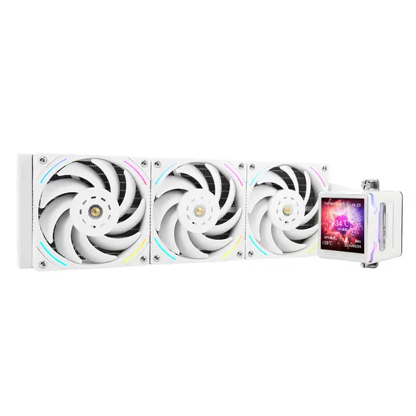 Thermalright Elite Vision 360 ARGB AIO 360mm Liquid CPU Cooler, 2.73-Inch IPS LCD Screen with 320x320 Resolution - White