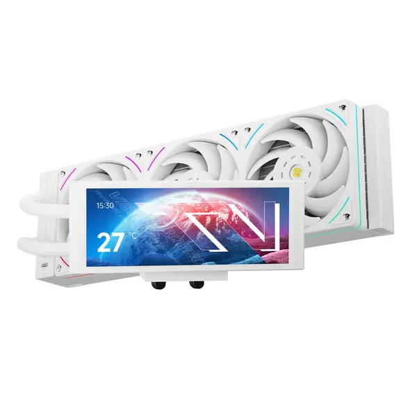 Thermalright Trofeo Vision 360 ARGB AIO 360mm Liquid CPU Cooler, 6.86-Inch Magnetic IPS LCD Screen with 1280x480 Resolution, Upto 6400RPM Pump Rated Speed - White