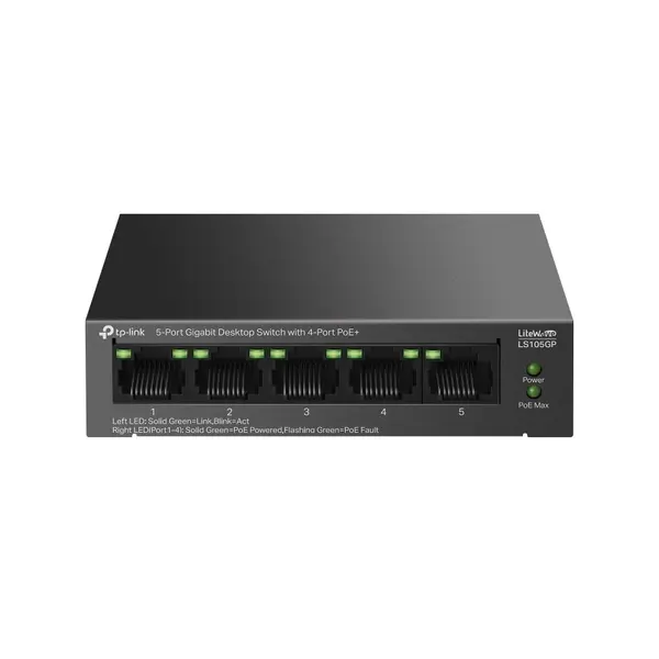 TP-Link LS105GP 5-Port Gigabit Desktop Switch with 4-Port PoE+