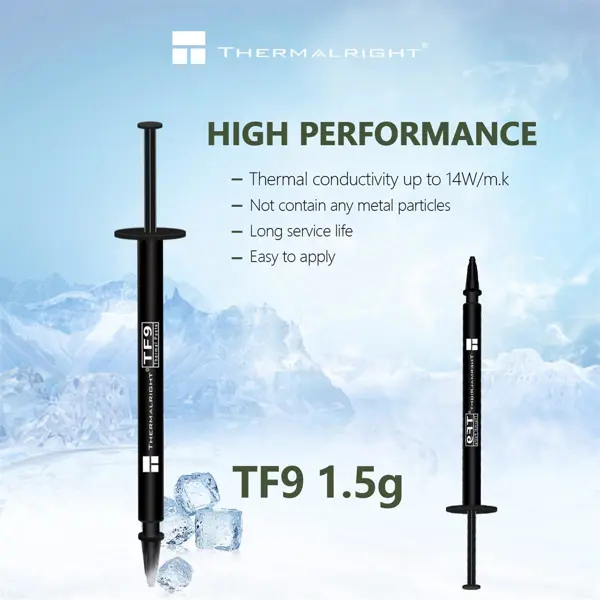 Thermalright TF9 1.5g Thermal Grease, The High Performance Thermal Paste for Cooling All Processors, Heat Sink Paste High Durability 1.5W/m. Graphics Cards and Heat Sinks in Computers and Consoles