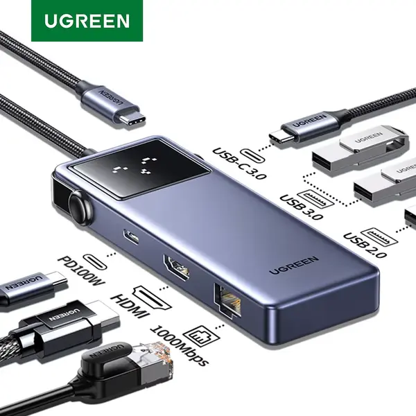 UGREEN Uno CM888 7 in 1 Type C Multifunction Hub, 4K@60Hz HDMI, 100W PD Fast Charging, Gigabit Ethernet, 45155
