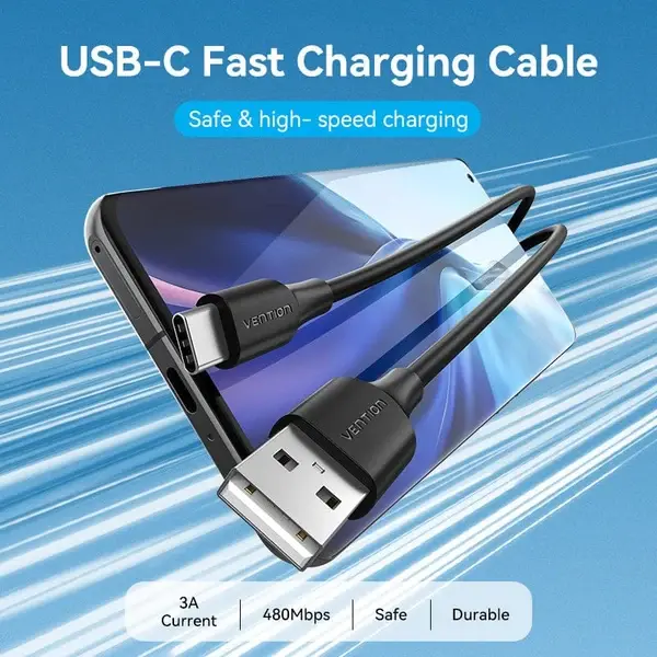 Vention USB 2.0 Type-A Male to Type-C Male 3A Cable | 1M (CTHBF)