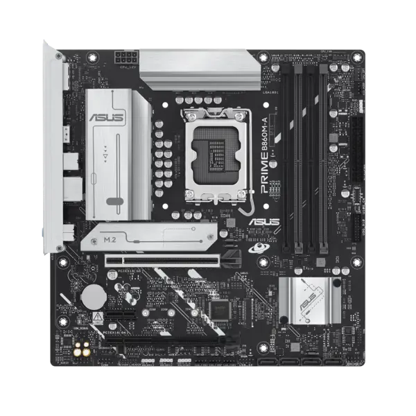ASUS Prime B860M-A WiFi-CSM mATX Intel Core Ultra Motherboard, DDR5, PCIe 5.0, Two M.2 Slots, Wi-Fi 6E, 2.5Gb Ethernet, USB Type-C, DisplayPort, HDMI™, M.2 Heatsink