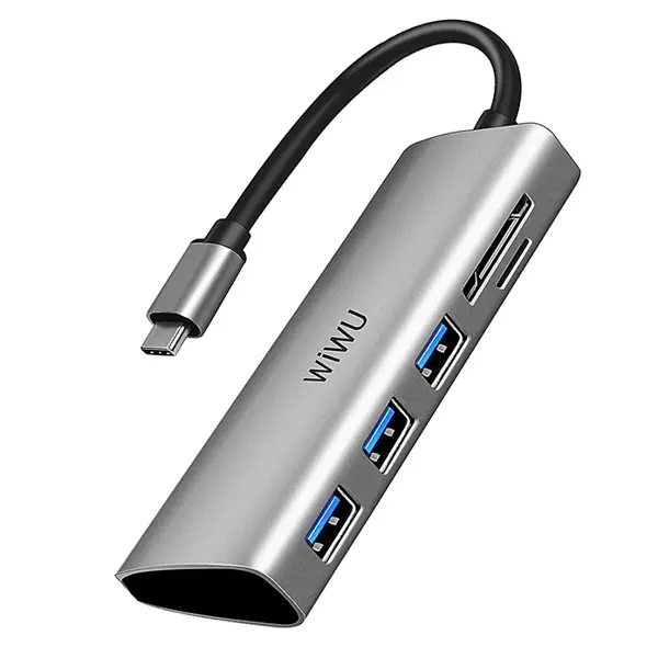 WiWu 5 in 1 (532ST) 3xUSB 3.0 – TF/SD Card - Gray