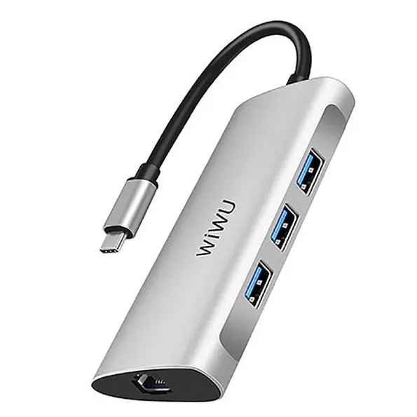 WiWu 6 in 1 (631STR) Type-C Hub - Silver