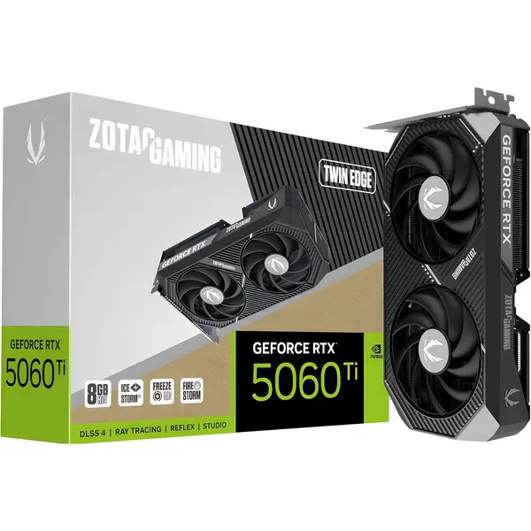 ZOTAC GAMING GeForce RTX 5060 Ti Twin Edge 8GB GDDR7 Graphics Card, Dual Fan, IceStorm 2.0 Advanced Cooling, PCI Express 5.0 x8, Black