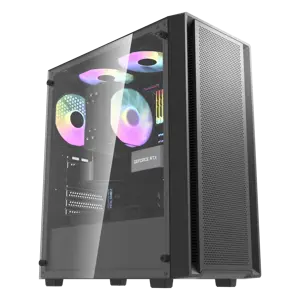 DarkFlash DK353 Mid-Tower ATX Gaming Case, 4x ARGB Fans Installed - Black