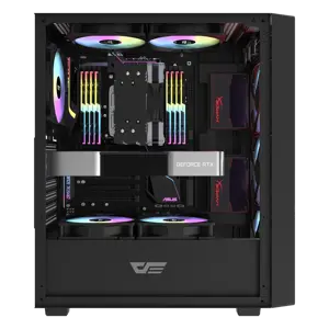 DarkFlash DK353 Mid-Tower ATX Gaming Case, 4x ARGB Fans Installed - Black