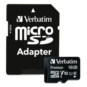 Verbatim 16GB Premium microSDHC Memory Card with Adapter, UHS-I, V10, U1, Class 10