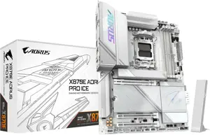 Gigabyte X870E AORUS PRO ICE AMD AM5 Motherboard, ATX, DDR5, 4X M.2, PCIe 5.0, USB4 Type-C, WIFI7, 2.5GbE LAN, EZ-Latch