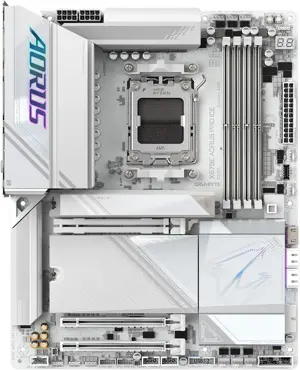 Gigabyte X870E AORUS PRO ICE AMD AM5 Motherboard, ATX, DDR5, 4X M.2, PCIe 5.0, USB4 Type-C, WIFI7, 2.5GbE LAN, EZ-Latch