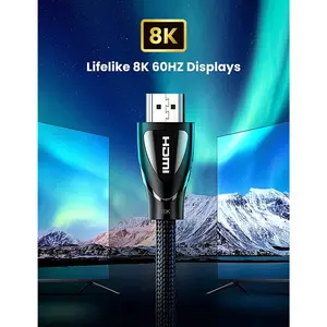 UGREEN 80403 8K HDMI Cable 2.1 48Gbps Ultra High Speed Braided HDMI Cable, 2M | Black