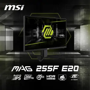 MSI MAG 255F E20 25-inch 1920 x 1080 (FHD) Gaming Monitor, 200Hz, Adaptive Sync, HDMI, DisplayPort, VESA Mountable, Tilt, Height Adjustable, Speaker, 0.5ms, Black