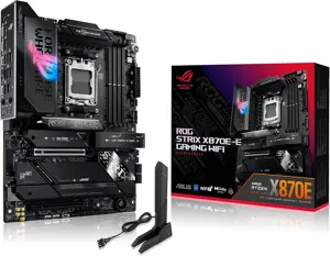 ASUS ROG STRIX X870E-E GAMING WIFI AMD AM5 X870 ATX Motherboard 18+2+2 Power Stages, Dynamic OC Switcher, Core Flex, DDR5 AEMP, WiFi 7, 5X M.2, PCIe 5.0, Q-Release Slim, USB4, AI OCing & Networking