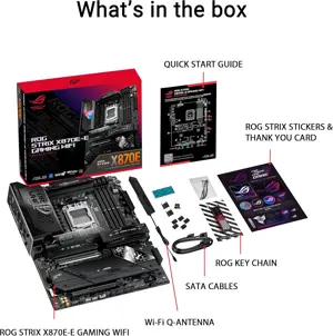 ASUS ROG STRIX X870E-E GAMING WIFI AMD AM5 X870 ATX Motherboard 18+2+2 Power Stages, Dynamic OC Switcher, Core Flex, DDR5 AEMP, WiFi 7, 5X M.2, PCIe 5.0, Q-Release Slim, USB4, AI OCing & Networking