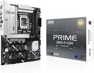 ASUS PRIME Z890-P-CSM LGA 1851 ATX motherboard, Intel Core Ultra Series 2 Ready, Advanced AI PC-ready, 14+1+2+1 power stage, DDR5, PCIe 5.0, Thunderbolt 4 USB Type-C, 4x M.2