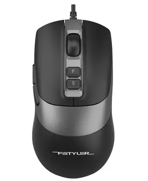 A4Tech FM50S Plus Optical Wired Mouse, 4000 DPI, 5-Level Resolution, 1000Hz 4 Level Report Rate, Silent Clicks - Black