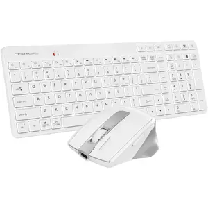 A4Tech Fstyler FB2800C Air2 Bluetooth & Wireless Keyboard & Mouse Combo | Type-C Rechargeable, Dual Mode, Silent Click - White