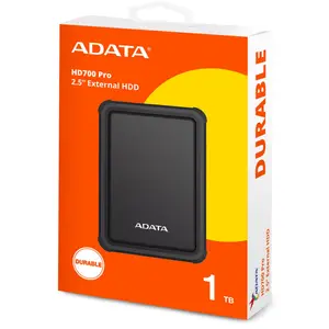 ADATA HD700 Pro 1TB External Hard Drive | 1.22m Military-Grade Shockproof Protection, Water & Dust Resistance - Black