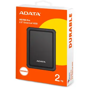 ADATA HD700 Pro 2TB External Hard Drive | 1.22m Military-Grade Shockproof Protection, Water & Dust Resistance - Black