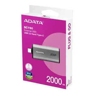 ADATA SC750 2TB USB 3.2 Gen2 External SSD | Performance Up to 1,050MB/s